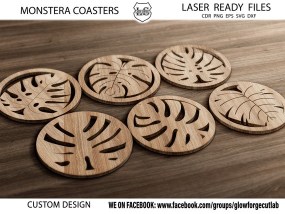 Laser Cut Acrylic Drink/cup Coasters Leaf Pattern Design set of 4 -   Finland