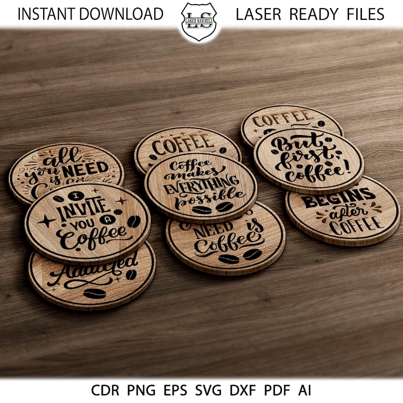 Insult Coasters Vector 18 Coffee Coasters, Coffee Round Coaster Grill Trivet Templates Coffee ...