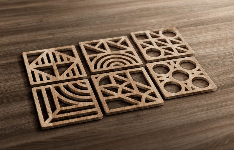 Geometric Square Coasters SVG DXF EPS - Laser Cut Glowforge Cricut ...