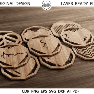 15 Hearts Coasters SVG, Wood Coaster Templates, Love svg, Trivet Templates, Laser Cut Wall Decor, Cricut, Silhouette, Glowforge cut files