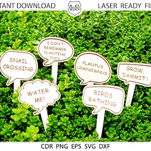 Garden Markers | Vector Clipart Set | Glowforge, Cricut, cnc plasma cutting INSTANT DIGITAL DOWNLOAD | svg | png | dxf | jpeg | eps | pdf