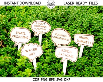Trädgårdsmarkörer | Vektor Clipart-set | Glowforge, Cricut, CNC-plasmaskärning DIREKT DIGITAL NEDLADDNING | svg | png | dxf | jpeg | eps | pdf