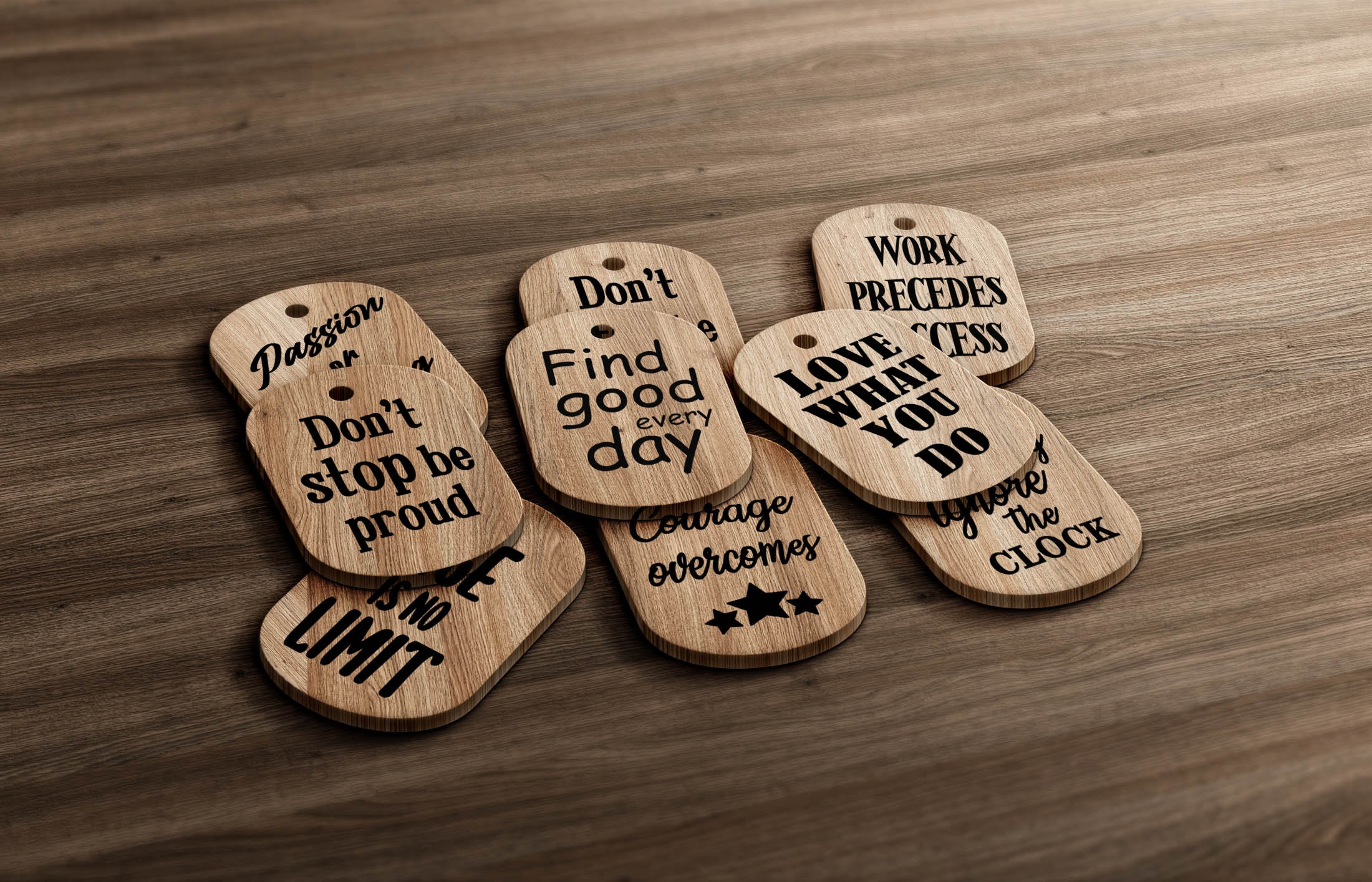 Motivational Keychain SVG Bundle - Inspirational Quotes Wood Laser Cut ...