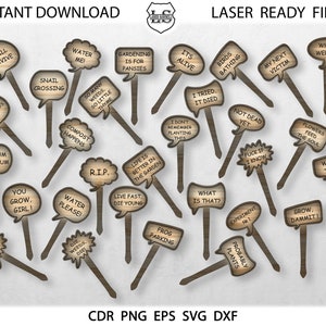 Funny Plant Marker, Funny Plant Stakes, Plant Stakes SVG, Garden Stakes Bundle, Garden Markers SVG, Glowforge svg, Laser cut file