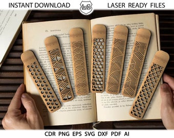 32 Glowforge bookmarks, Geometric Bookmark SVG Files Template for Laser Cut on Glowforge, xTool, & CNC Routing Machines, Bookmarks Cut files