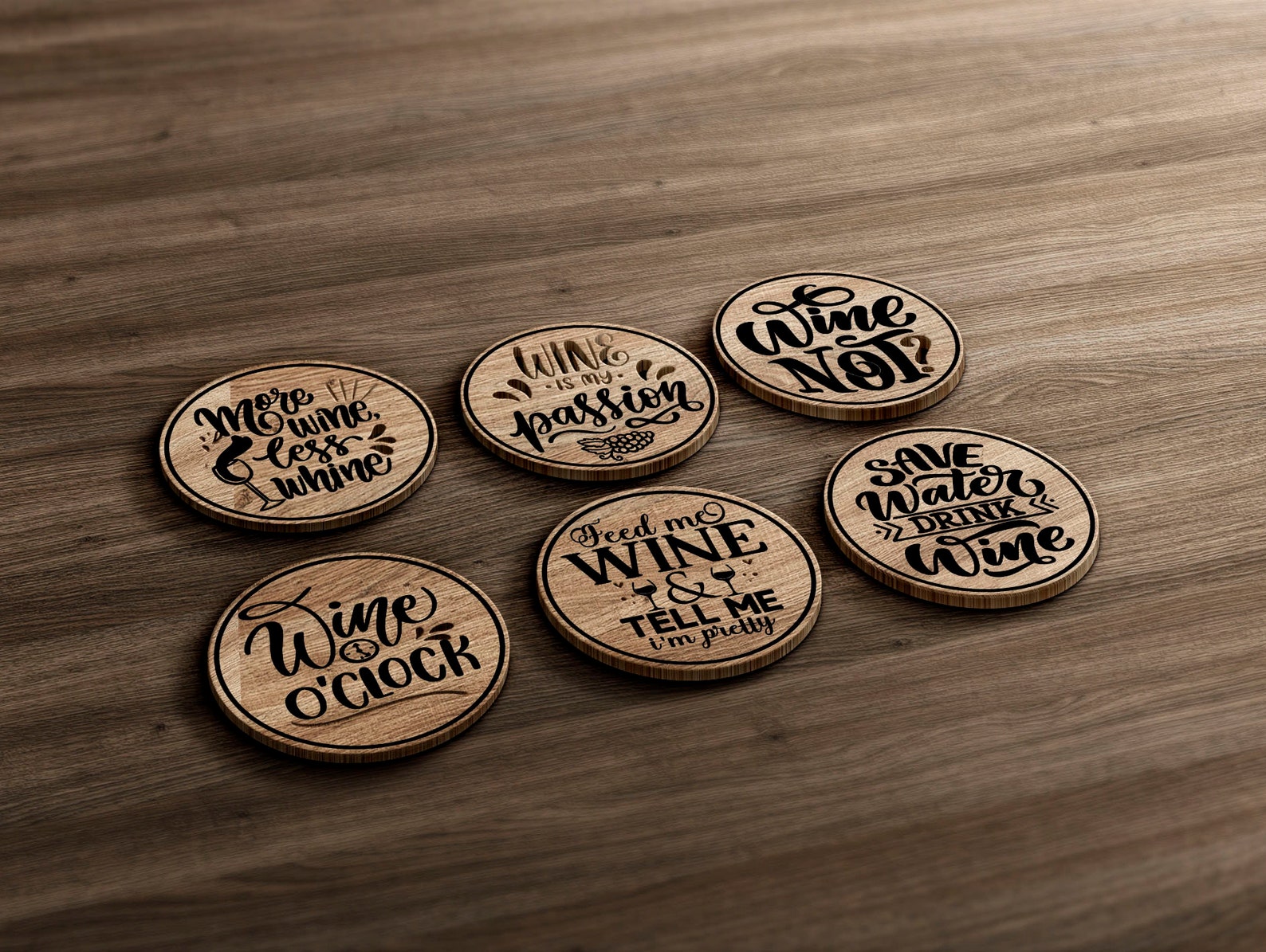 Insult Coasters Vector 20 Wine Coasters, Wine Round Coaster Grill Trivet Templates Wine Quote ...
