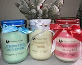 Christmas Candles, Holiday Candles, Peppermint Eucalyptus Candle, Cinnamon Vanilla Candle, Frosted Juniper Candle, 16oz Soy Wax Candle