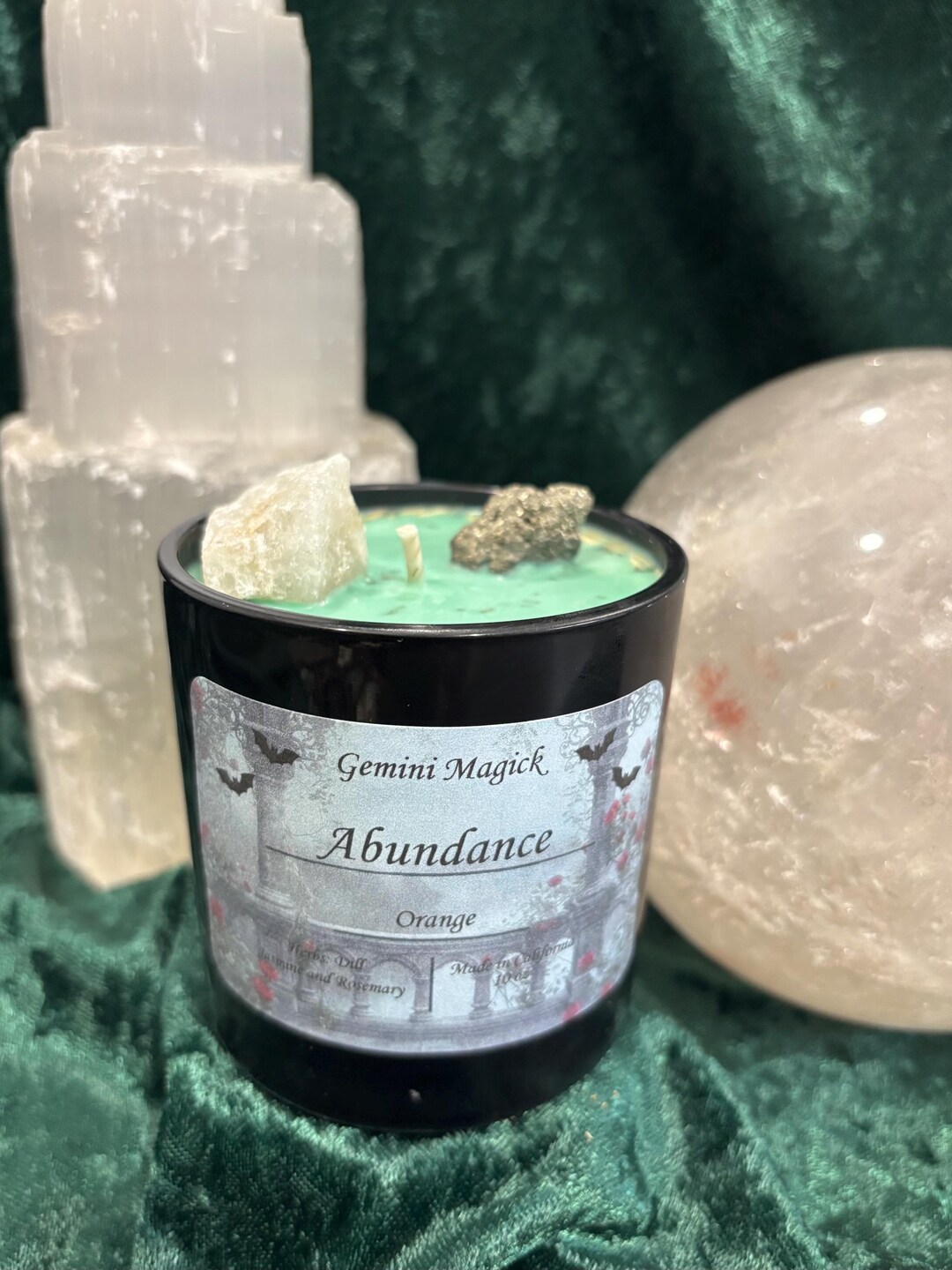 Abundance Intention Candle | Crystal Candle | Luck, Prosperity, Wealth ...