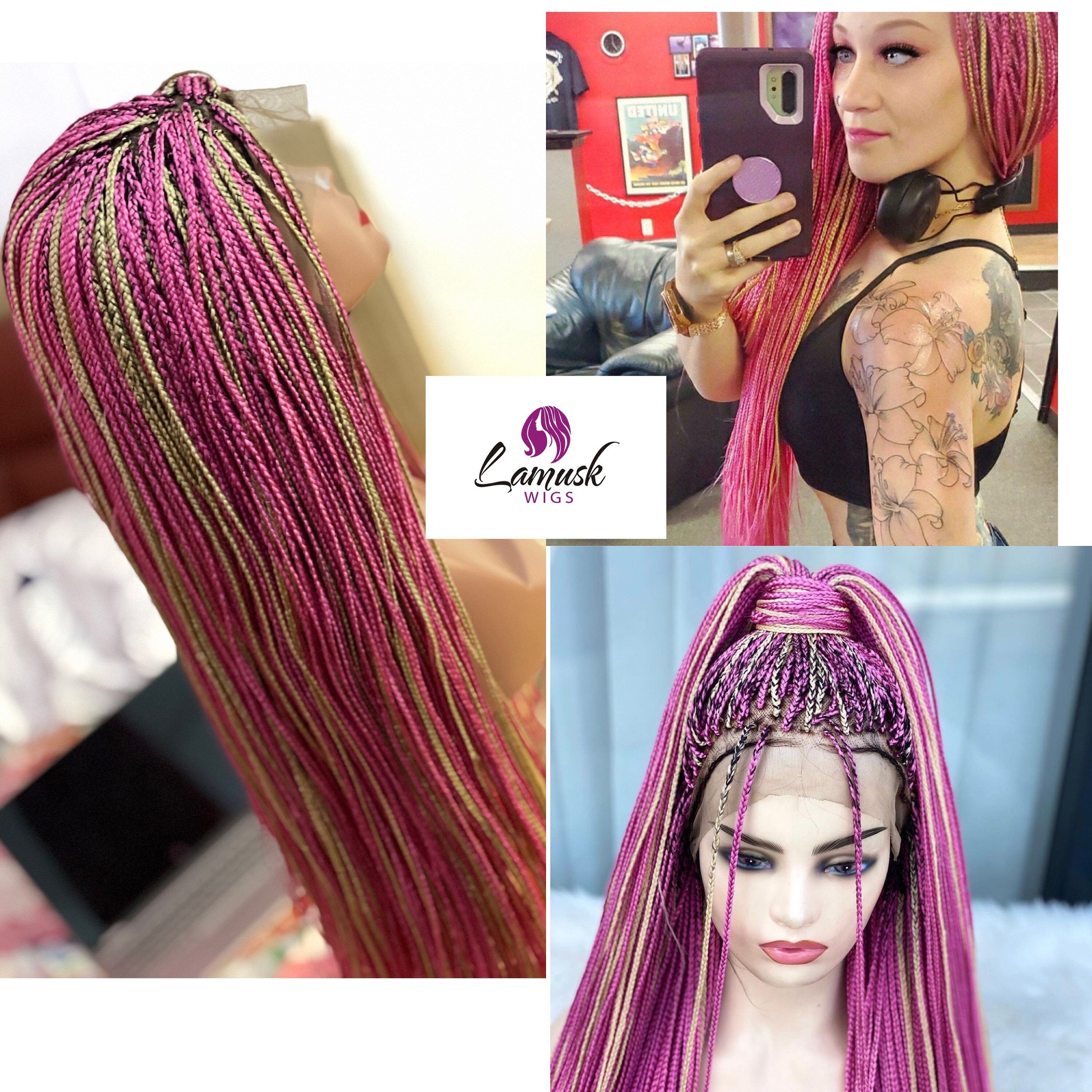 Pink Braids With Blonde Highlights. - Etsy