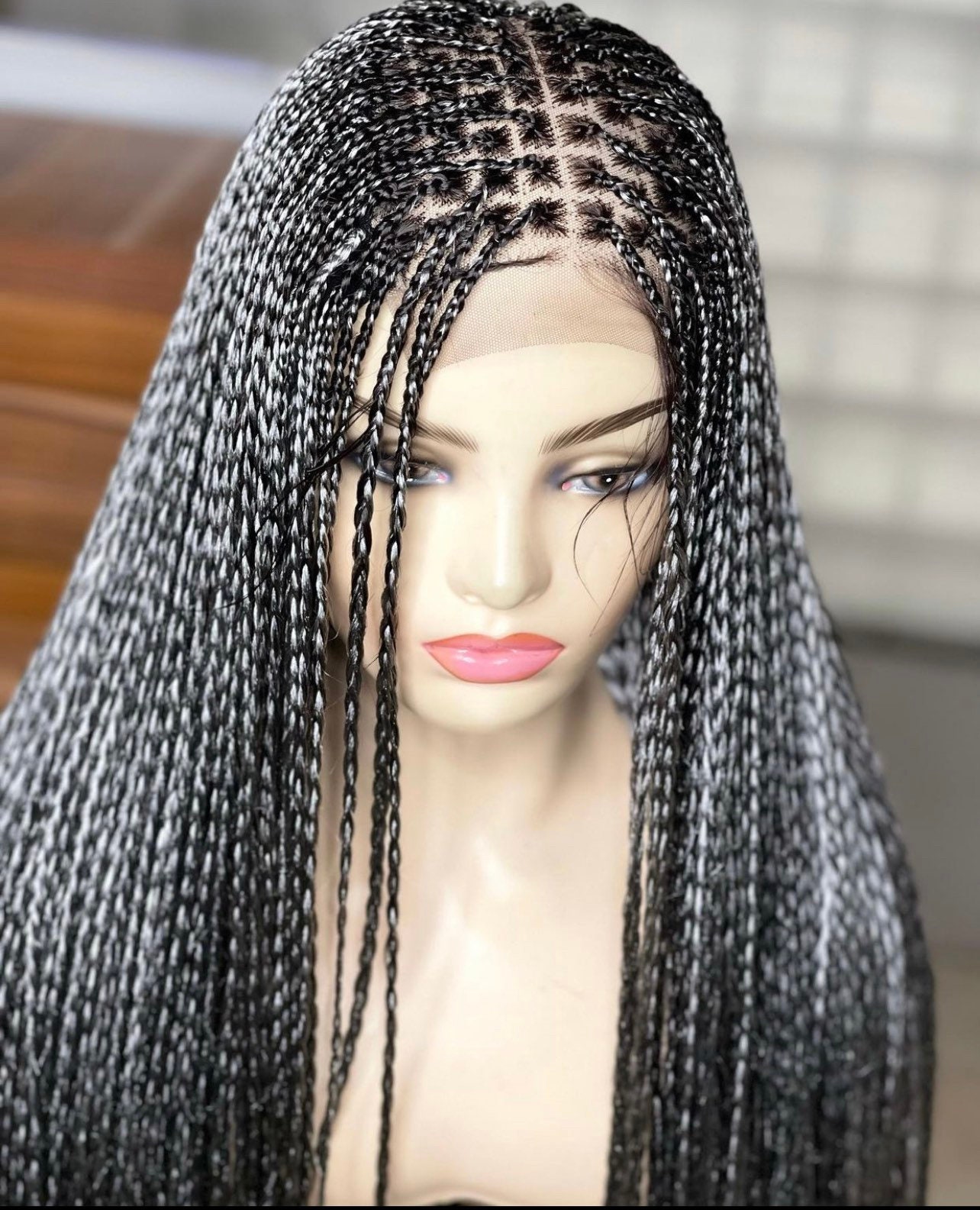 Salt and Pepper Braided Wig Etsy