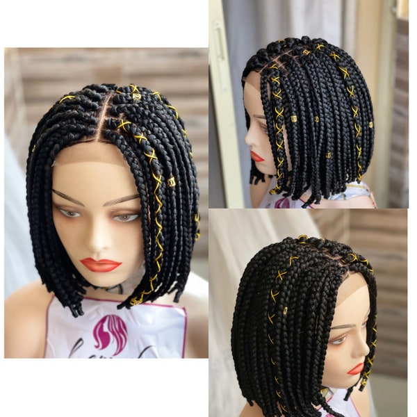 Ready to ship, box braid wig, Braided wig with elastic band, bob braided wig, wig for black woman, short braid wig, Kim k wig bob wig