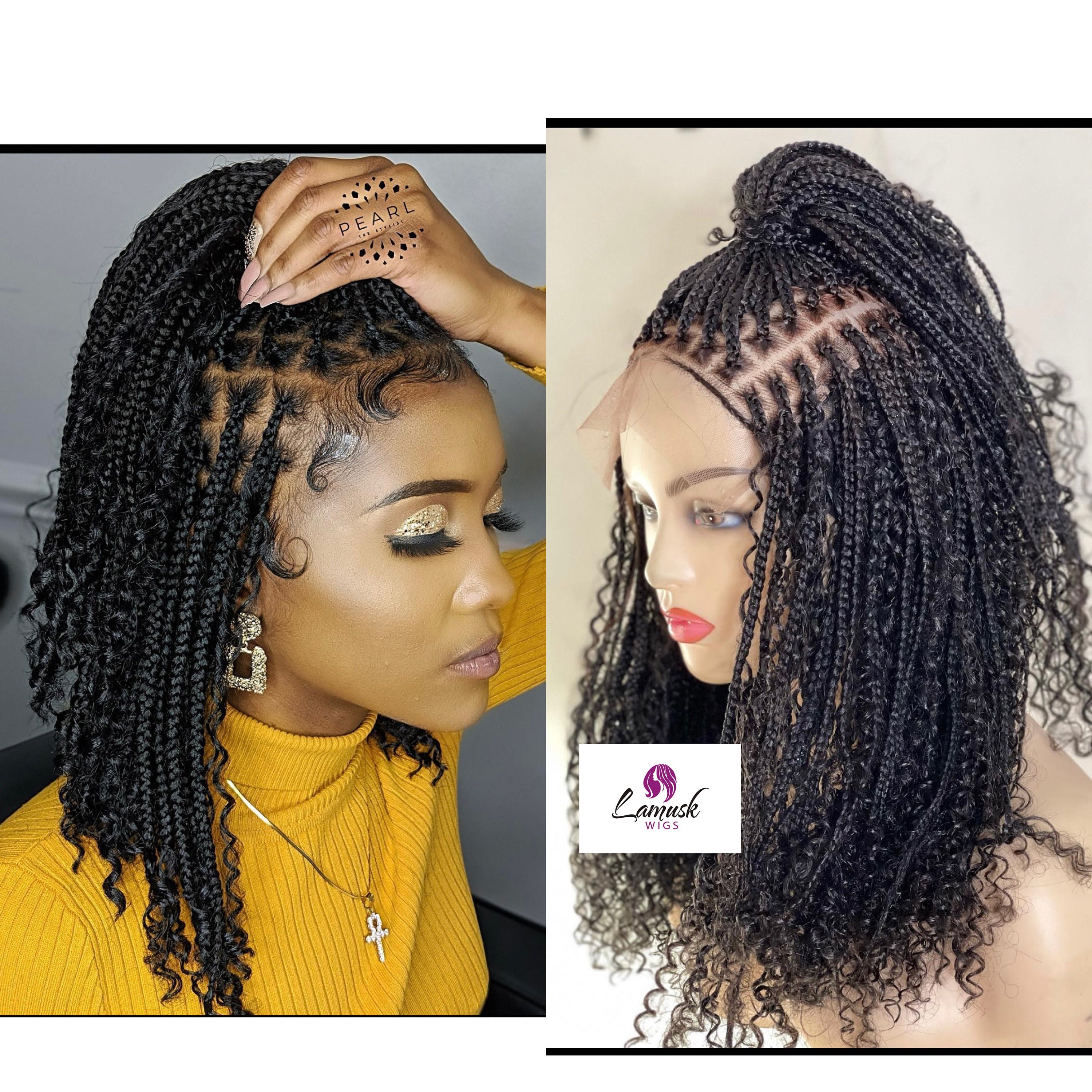 Knotless Goddess Bob Wig, Braided Wig,boho Braids, Bohemian Braids Goddess  Braided Wigs for Black Women,cornrows Box Braid Short Braidswig 