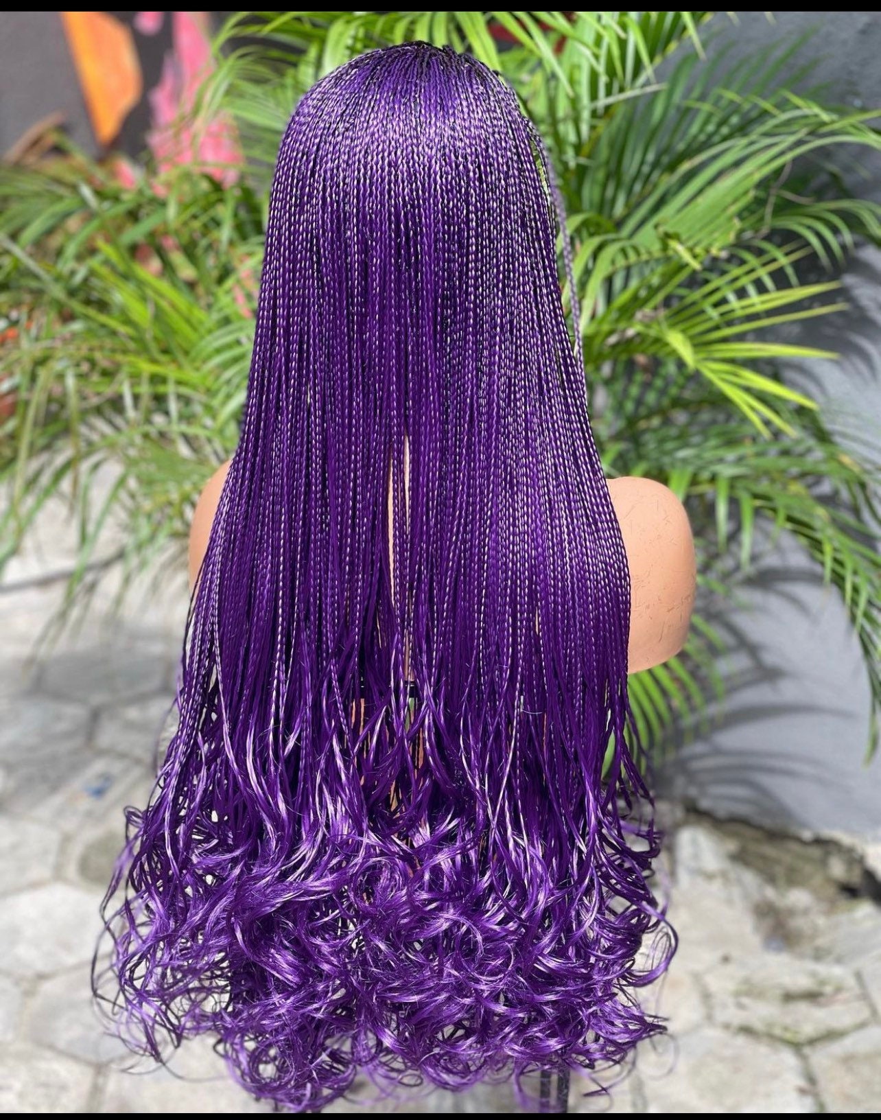 Knotless Box Braid Wig Braided Wig Curly Braids Bohemian Etsy