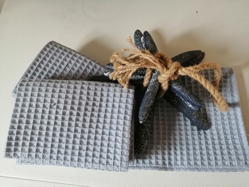 Set of 3 towel Cotton Waffle hand towels Handmade towel. Etsy