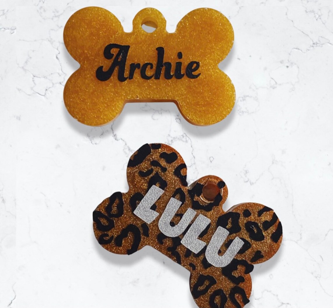 Animal Print Resin Dog Tags Etsy