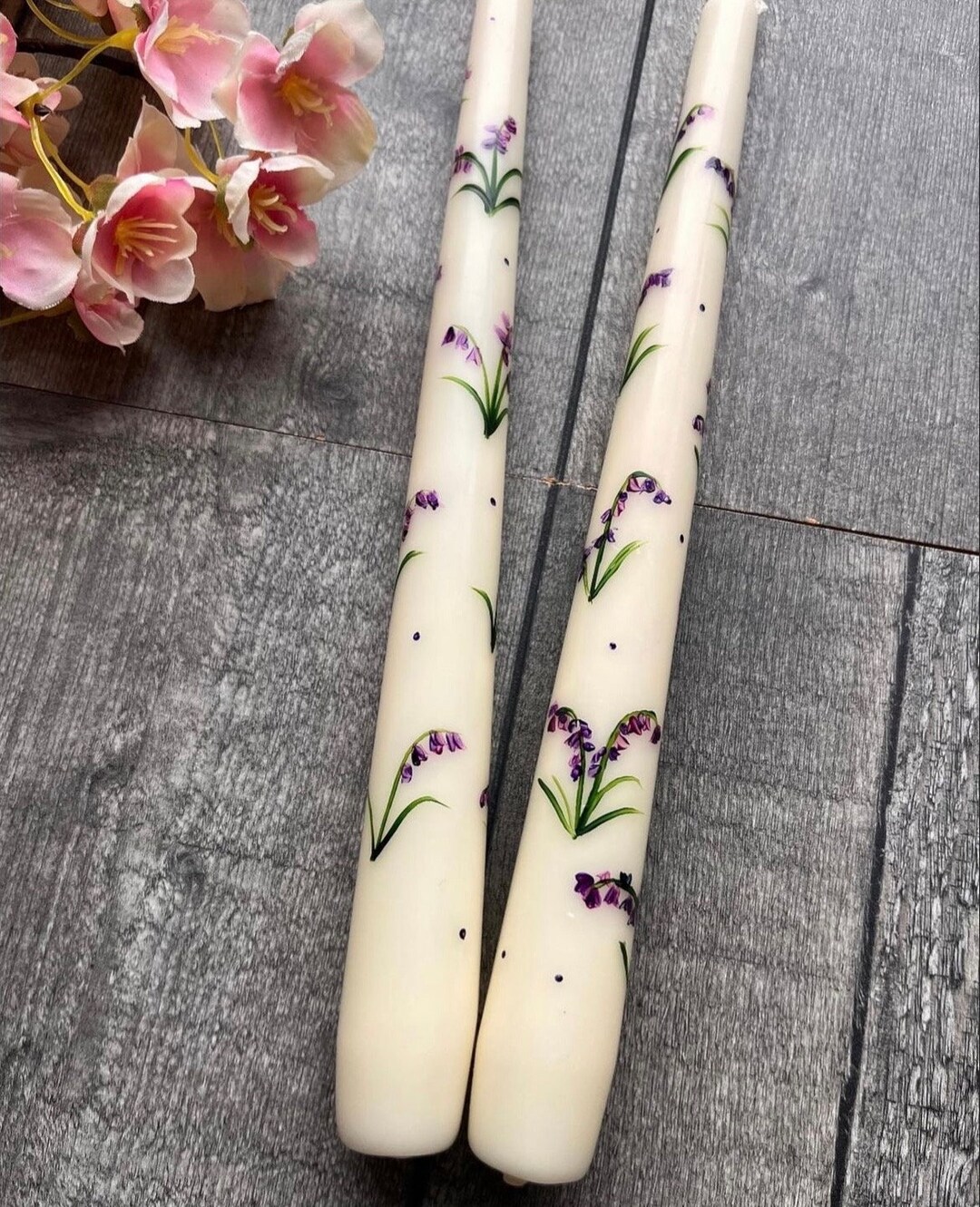 Candles Featuring Bluebells Flower Candles Birthday Candles Etsy