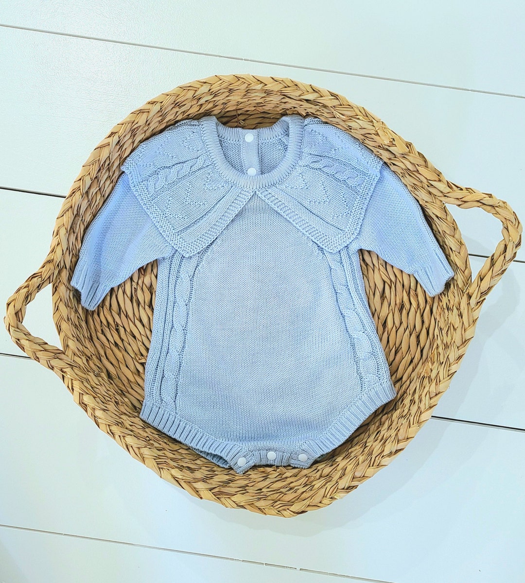 Blue Knit Sweater Romper Dressy Peter Pan Collar Knit Outfit Etsy