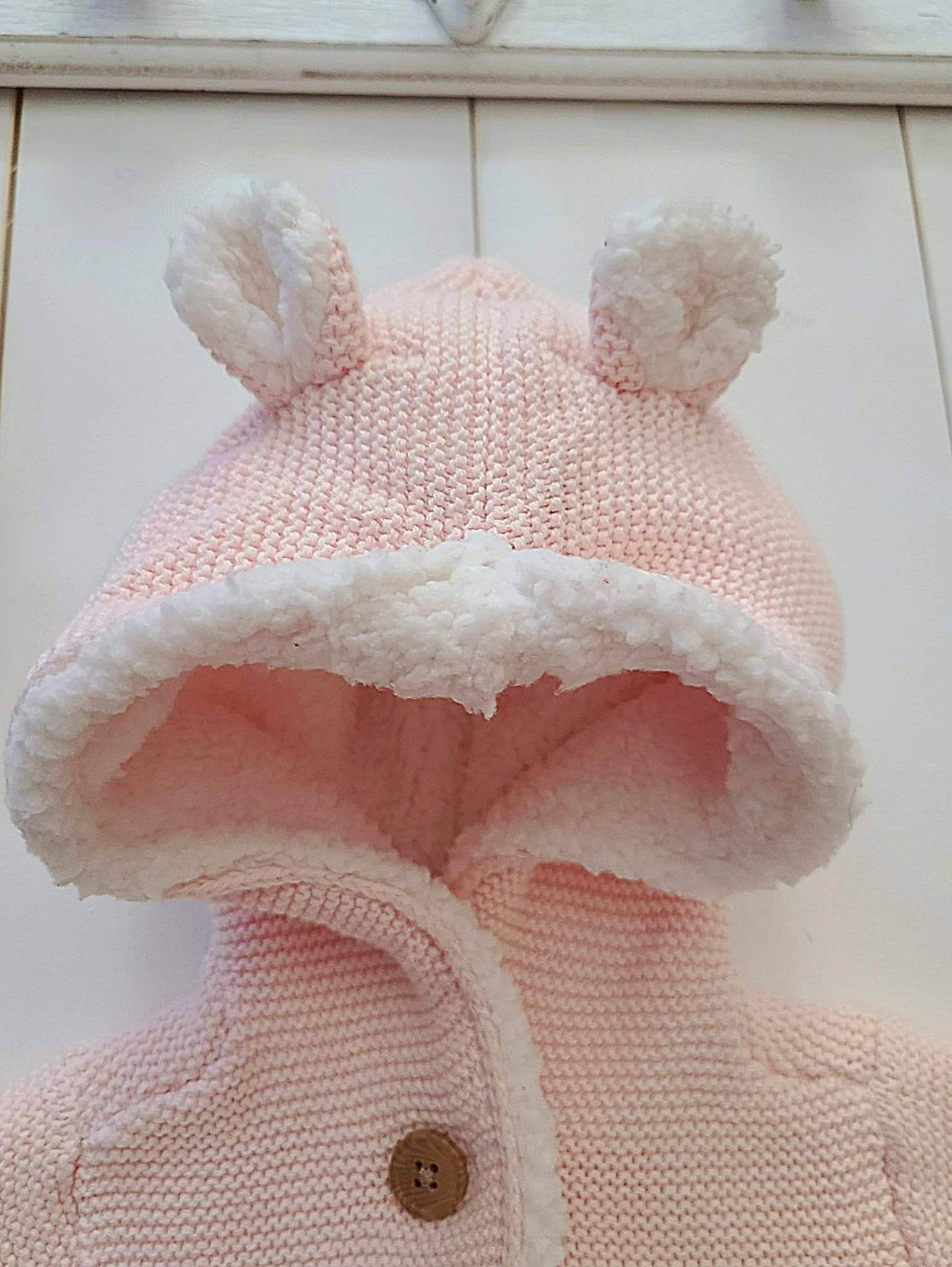 Sherpa Lined Knit Winter Coat Baby Girl Hooded Ear Jacket Etsy