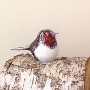 Glass Robin Bird Sculpture Ornament