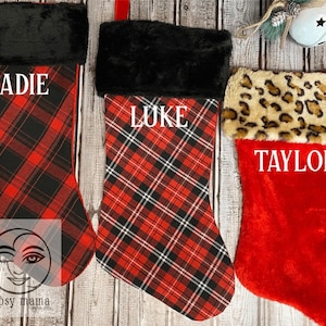 Beautiful Plush Fur or Leopard topped Christmas Stocking- Personalized for you!