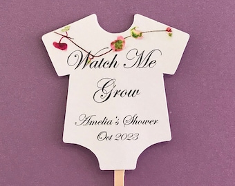 Baby Shower Favors - Succulent Tags - Watch Me Grow -  Baby Shirt Design