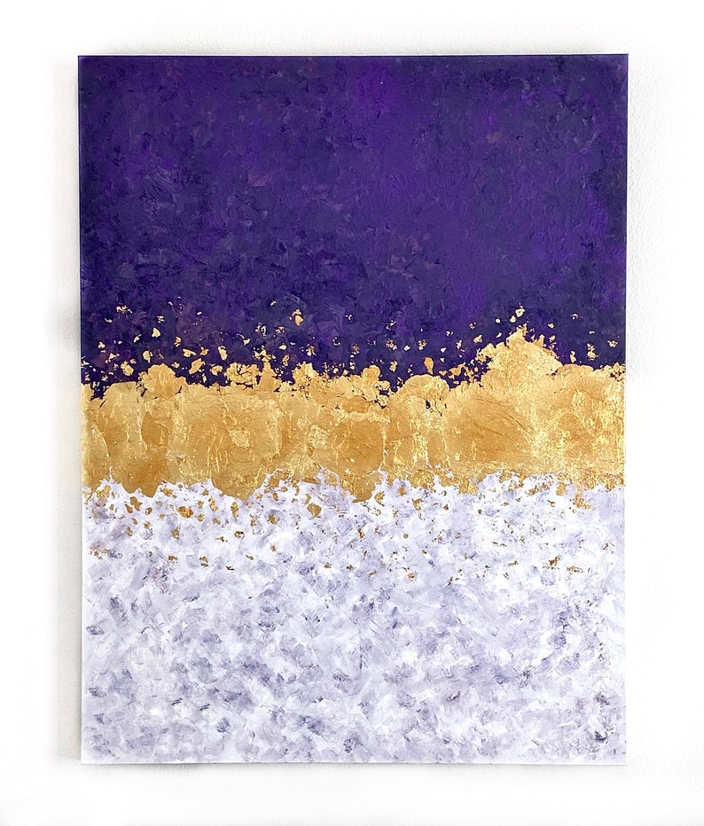 Abstract Purple White and Gold Painting Canvas Painting Etsy