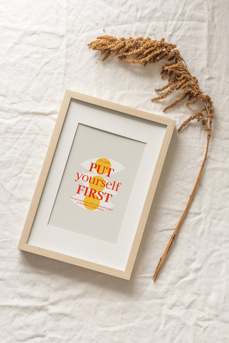 Put Yourself First Wall Print, Quote Wall Art, Colourful Digital Download Print, Large Printable Art, Downloadable Prints image 2