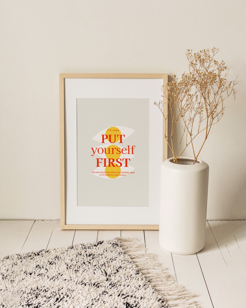 Put Yourself First Wall Print, Quote Wall Art, Colourful Digital Download Print, Large Printable Art, Downloadable Prints image 4