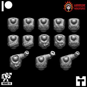 May include: A set of 12 3D printed miniature figures, depicting the torsos of soldiers wearing different styles of military uniforms and equipment. Some figures are holding weapons, while others are wearing different types of vests and belts.