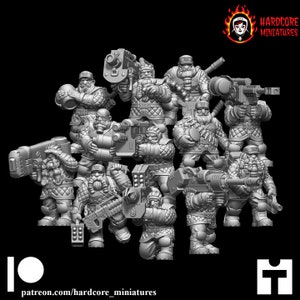 Space Dwarves Heavy Support Team | Hardcore Miniatures