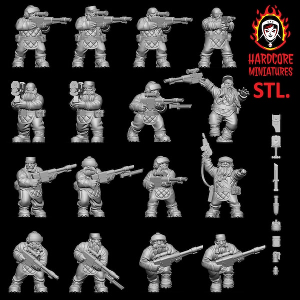 Retro Space Dwarves (x16) | Hardcore Miniatures