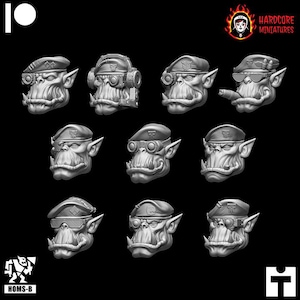 Retro Orc Berets Heads | Hardcore Miniatures