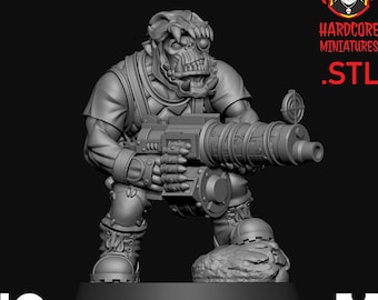 Big Shoota Orc Boy | Retro Space Orcs | Hardcore Miniatures