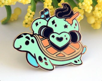 Ice Cream Turtle Hard Enamel Pin