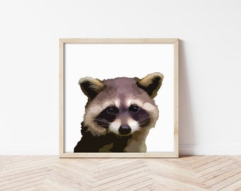 Woodland Animal Nursery Prints | Instant Digital Download | Baby Raccoon Wall Art, Baby Forest Animal Nursery Décor, Printable Artwork