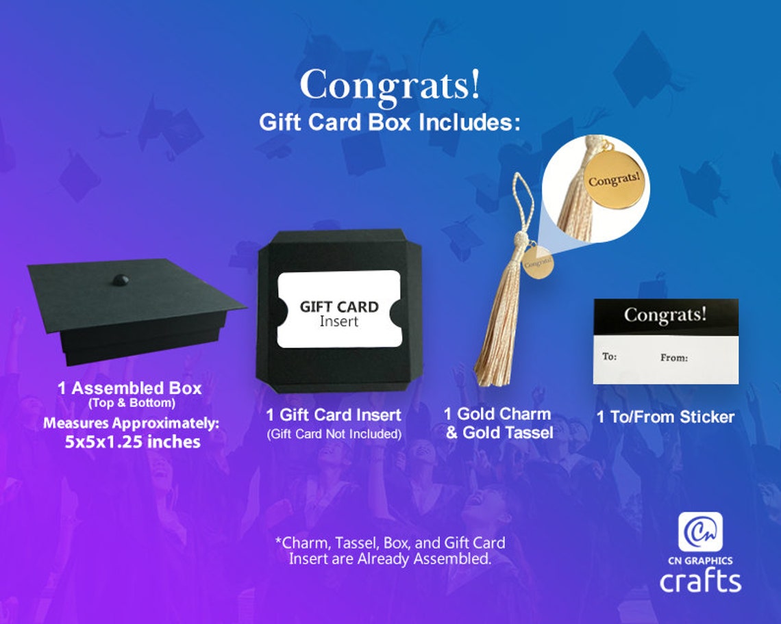 Congrats Graduation Cap Gift Card Box for Him or Her Box Etsy