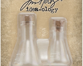 Idea-Ology kleine glazen kolven met kurk 2 per pak: laboratorium van 2" tot 2,375"