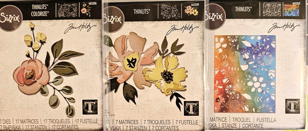 Tim Holtz Thinlits: Bloom, Colorize 665208; Brushstroke Flowers #1 ...