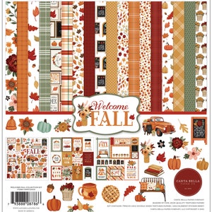 Carta Bella Welcome Fall Collection Kit 12x12 Coord. Paper and Stickers and Ephemera Pack  NIP