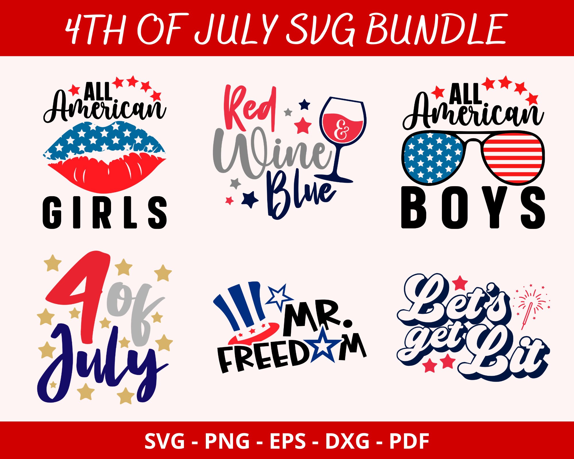 4th of July Svg Files Patriotic Bundle Svg Kids 4th of July | Etsy