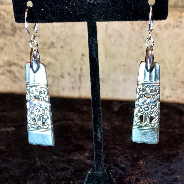 Silverware spoon handle earrings repurposed from Oneida Community Coronation, 1936 King Edward Coronation