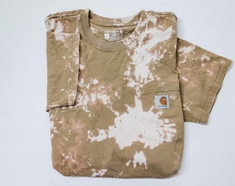 T-shirt avec poche décoloré, t-shirt western délavé à l'acide, chemise de poche blanchie beige désert