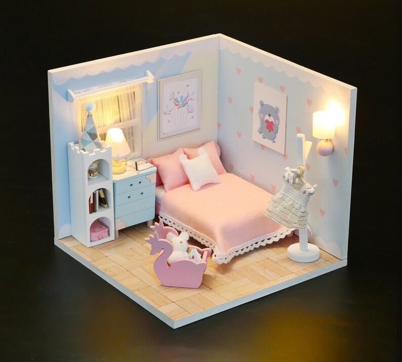 DIY Miniature Collectible DIY Wooden Dollhouse Kit, With LED Lights and ...