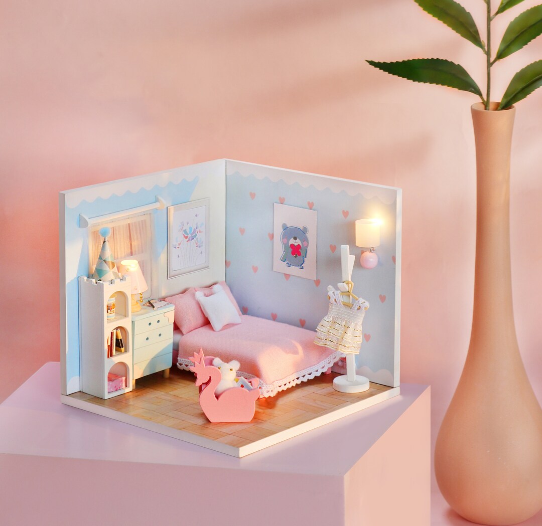 DIY Miniature Collectible DIY Wooden Dollhouse Kit, With LED Lights and ...