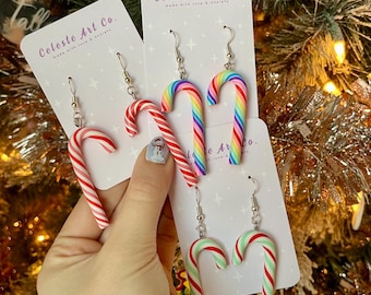 Handmade Christmas Holiday Candy Cane Earrings
