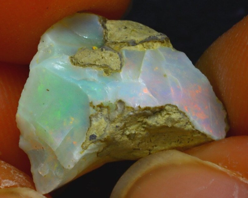 Ethiopian Welo Opal rough natural multicolor raw stone H1918R2 7ct 15x10x9mm