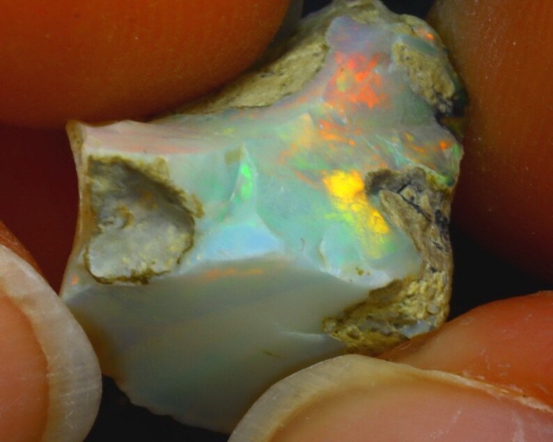 Ethiopian Welo Opal rough natural multicolor raw stone H1918R2 7ct 15x10x9mm