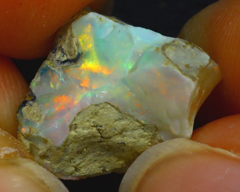 Ethiopian Welo Opal rough natural multicolor raw stone H1918R2 7ct 15x10x9mm