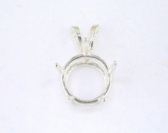 Sterling Silver Semi Mount Ring Setting Cabochon Round RD 15x15mm Engraved
