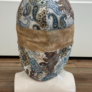 Welding Cap– Handmade Paisley Cotton Hat with Tan Bill, Workwear for Welders, Pipefitters, Tradesmen-welding cap for men and women